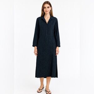 CP Shades black Embroidered Textured Floral midi dress